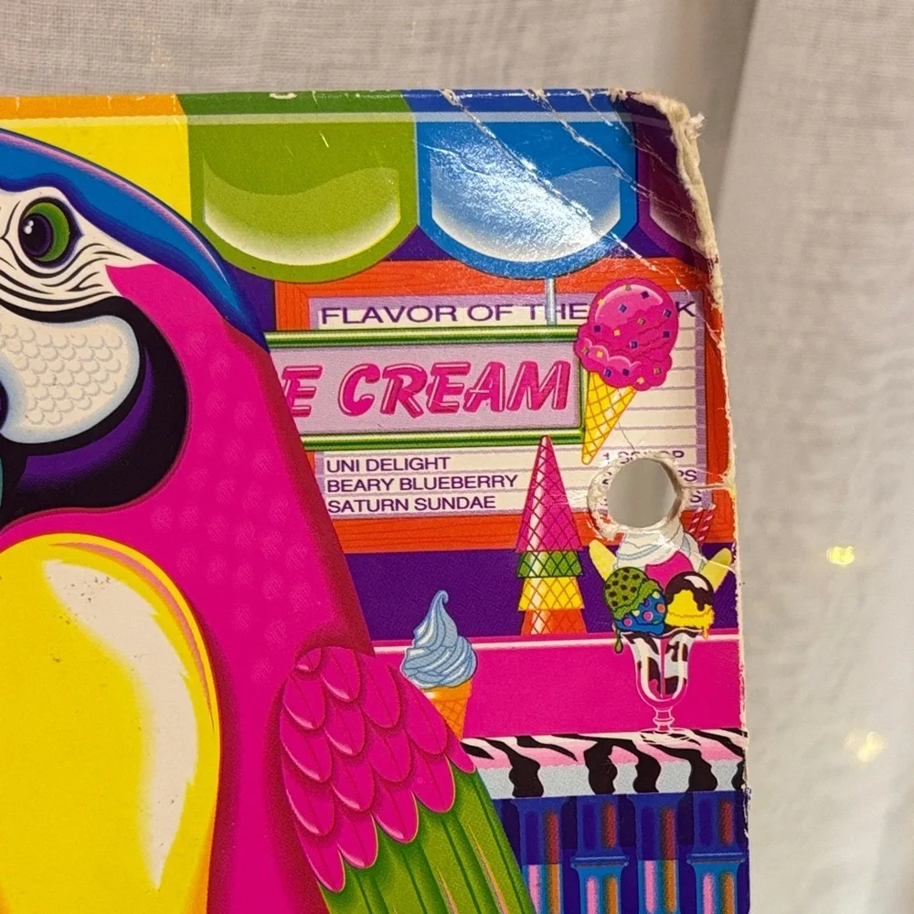 Vintage Lisa Frank Vibrant Turtle and Parrot